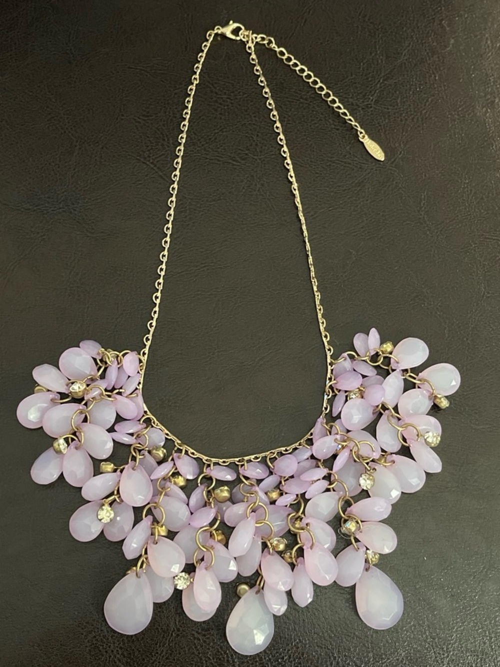 Lavender Cluster Teardrop Bib Necklace - Women Jewelry